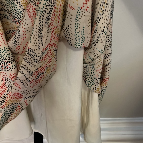 Hype Strapless Midi Dress Size 4 100% Silk Abstract Specked Design Black Trim - Picture 9 of 14